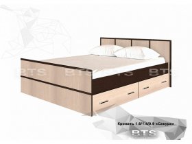 Кровать двуспальная с ящиками 1,4м Сакура (BTS) в Депутатском - deputatskij.mebel-nsk.ru | фото