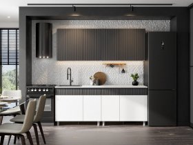 Кухонный гарнитур София (2,0м) (бланж/графит матовый) в Депутатском - deputatskij.mebel-nsk.ru | фото