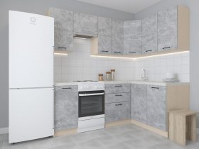 Модульная угловая кухня 1,4м*2,1м Лада (цемент) в Депутатском - deputatskij.mebel-nsk.ru | фото