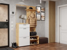Прихожая Монтана (дуб крафт золотой/белый) в Депутатском - deputatskij.mebel-nsk.ru | фото
